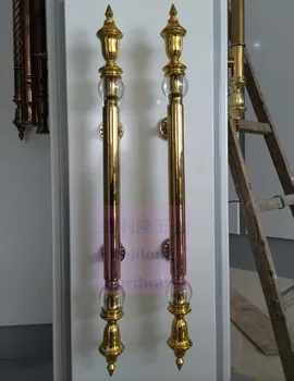 

Crystal Glass Door Gold color Handles long handle customized products