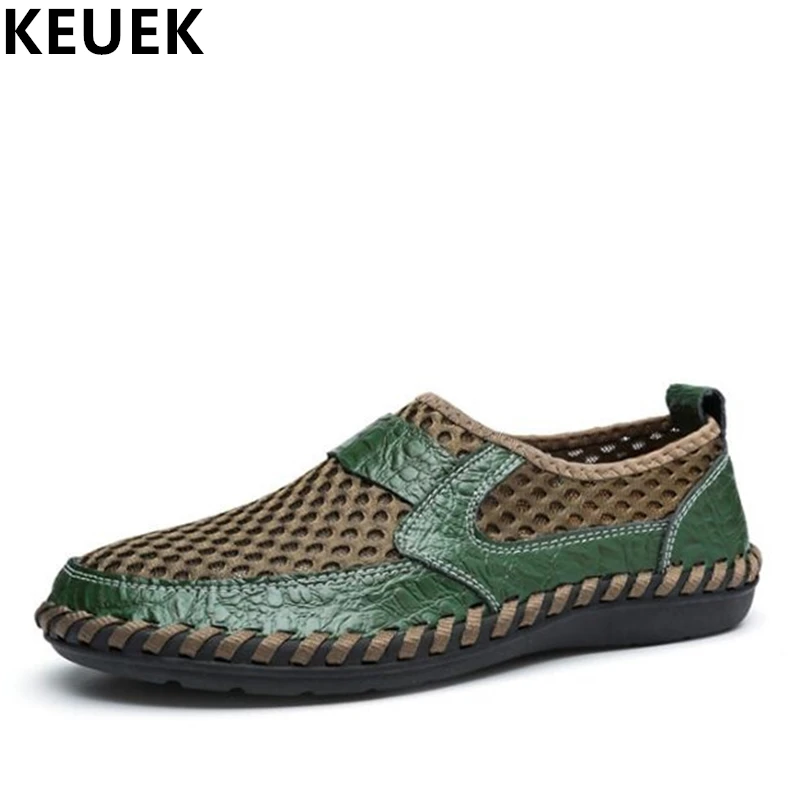 

Large size Summer Men Casual shoes Mesh cloth Breathable Slip-On Flats Handmade Male Loafers Soft Comfortable Driving shoes 061