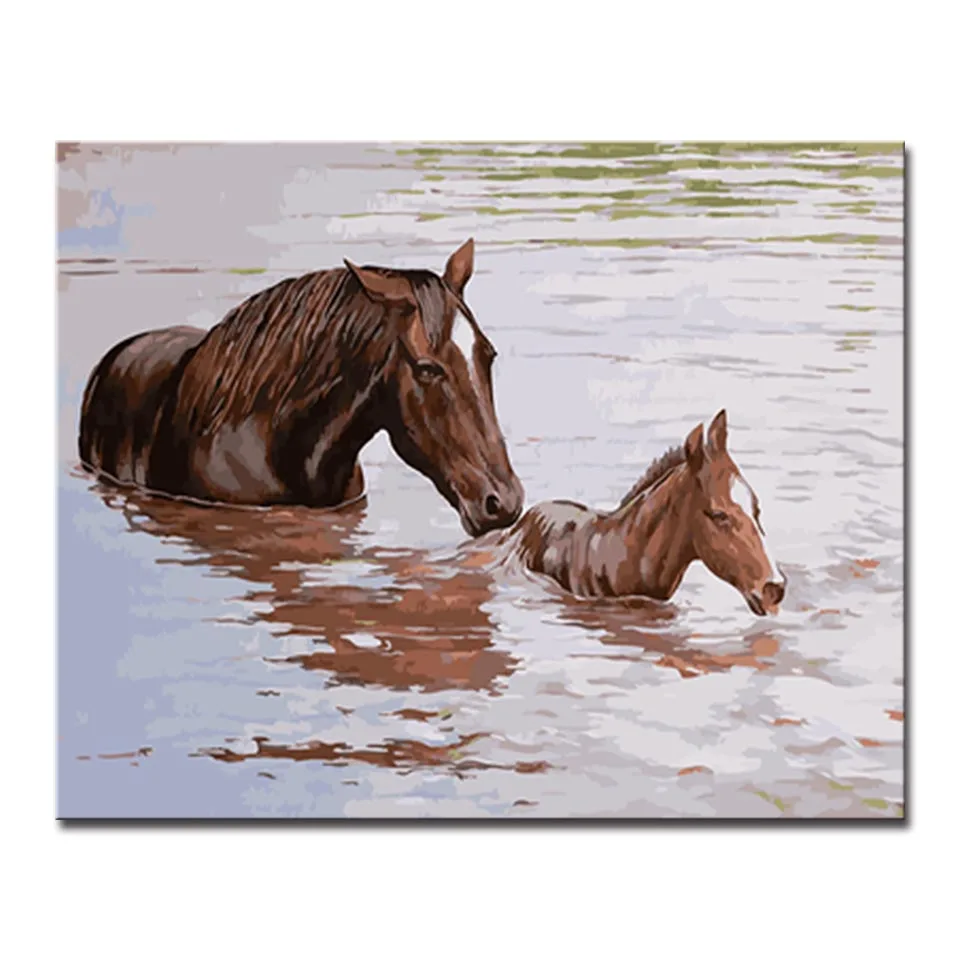 

By Numbers DIY Drawing Painting Horse In The Water On Canvas Kits For Home Decor Popular Wall Art Modular Color Abstract Picture