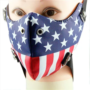 

DHL Free Shipping 2019 America Flag Mask Rock Dance Mask PU Leather Motorcycle Masks Wholesale 10pcs/lot