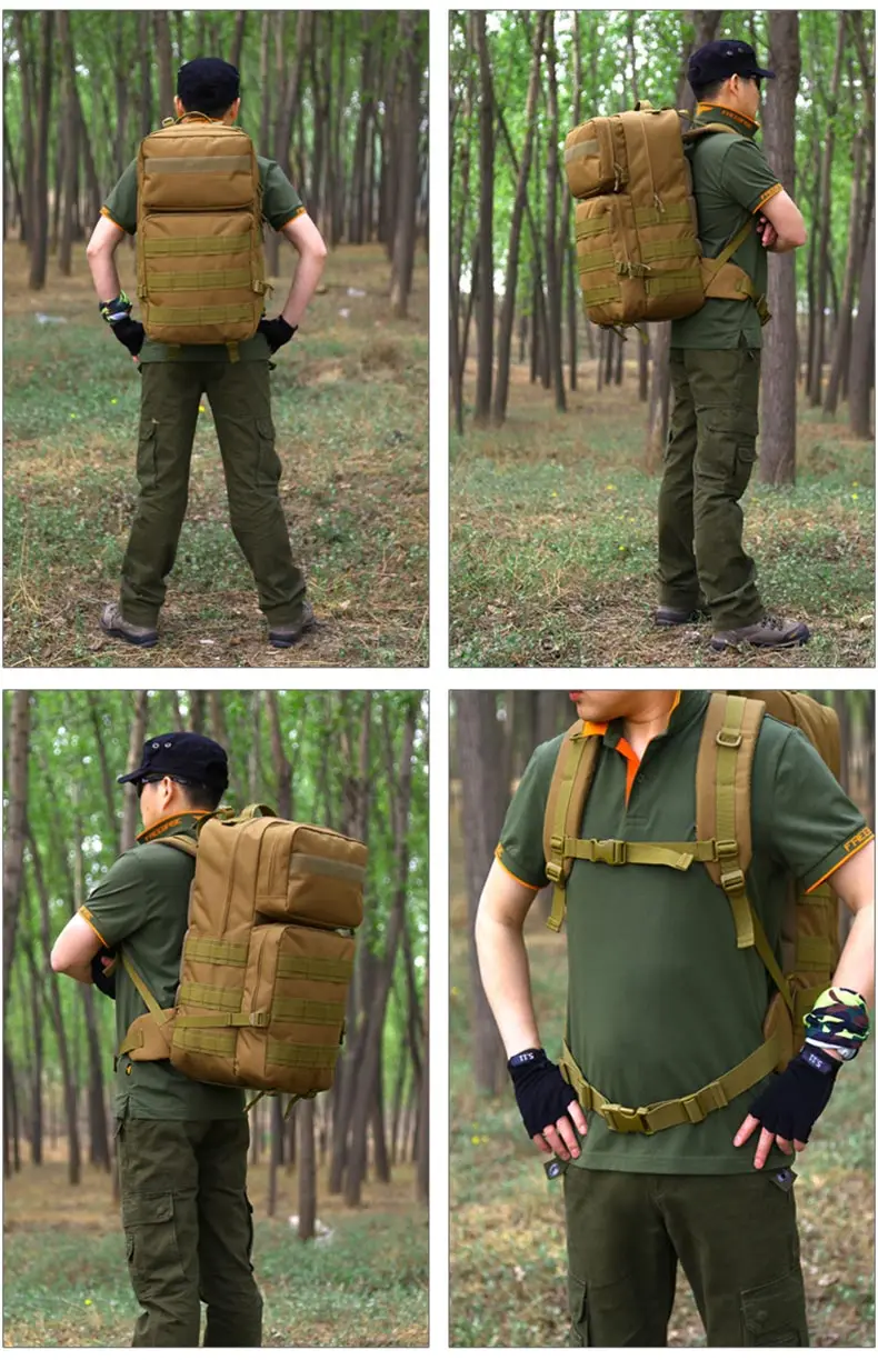 Bolsa de Desporto Mochila de Escalada dos Homens ao ar Mochila de Viagem Mochila Militar Quente Braço Livre Camuflagem Tático Multifuncional Xa982wd 55l 31 Esporte e Lazer