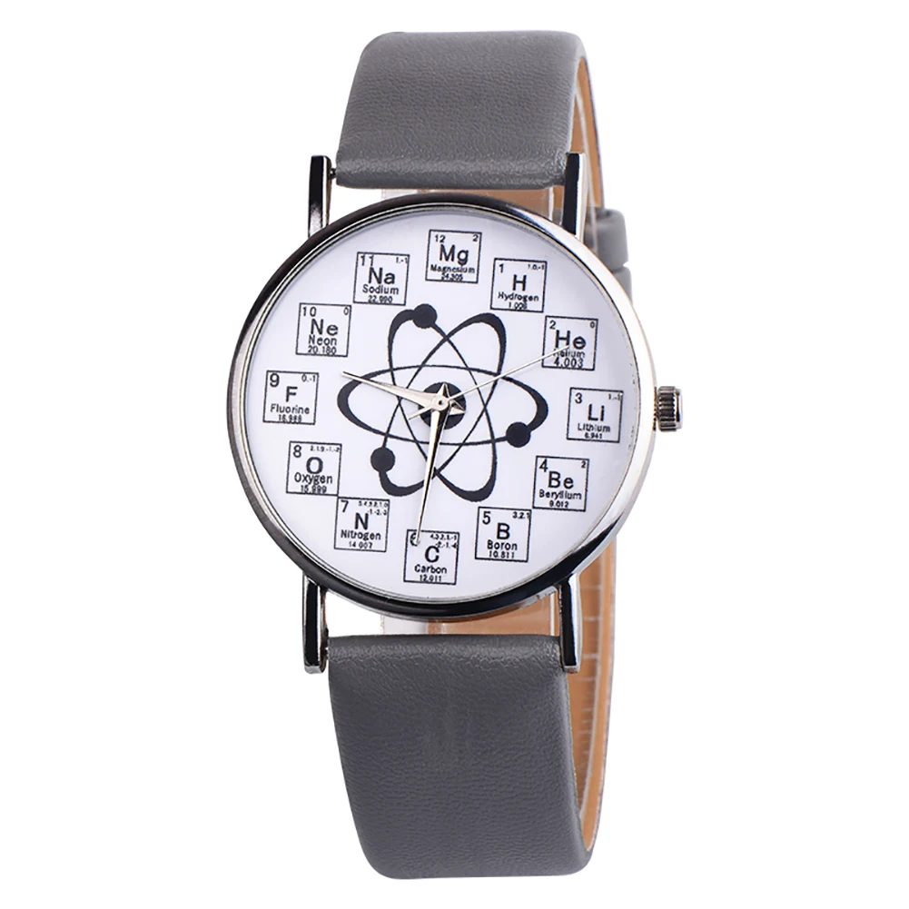 Модные студенческие химические элементы маркеры молекулы циферблат Кварцевые аналоговые наручные часы - Цвет: Серый