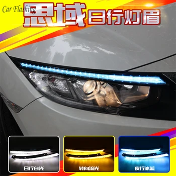 

For Honda Civic 10th 2016 2017 2018 DRL LED Driving Daytime Running Light DRL 12V fog lamp car styling Eyebrow Water Flowing