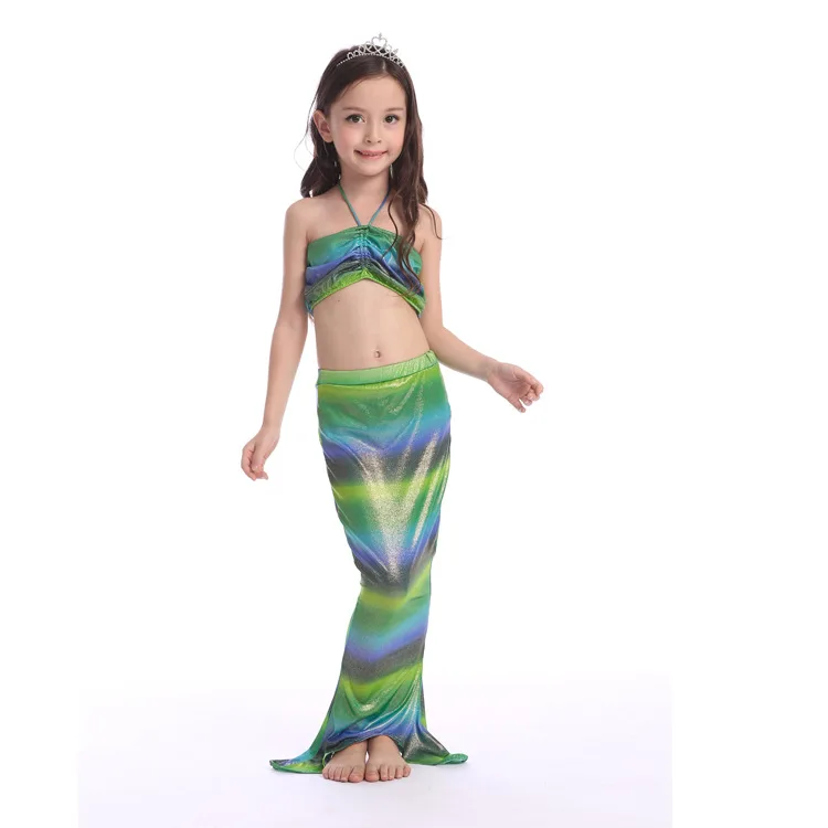 3 Pcs 3-12Y Lovely Baby Girls Children Mermaid Tail Princess Dress Split Swimsuit Costume Bikini Swimwear Bathing Suit Costume (17)