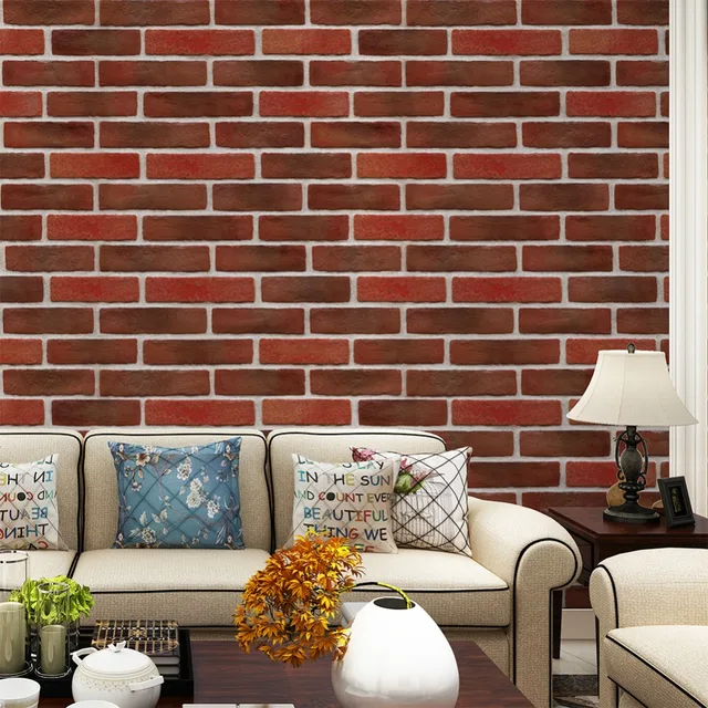 Haokhome Vintage Retro Faux Brick Pvc Wallpaper Realistic Stone Haokhome Vintage Retro Faux Brick Pvc Wallpaper Realistic Stone Rolls Red Grey Living