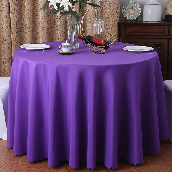 YRYIE 1 шт. сплошной цвет фиолетовый винный красный моющаяся Свадебная скатерть для круглые басни Вечерние Банкетный обеденный стол покрытие Декор - Цвет: Dark Purple