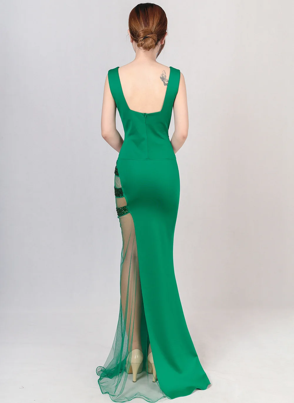 2018 Sexy Black Beads Hollow Out Summer Dress Long Evening Party Club Woman Split Mermiad Maxi Dress Formal Prom Gowns Vestidos (4)