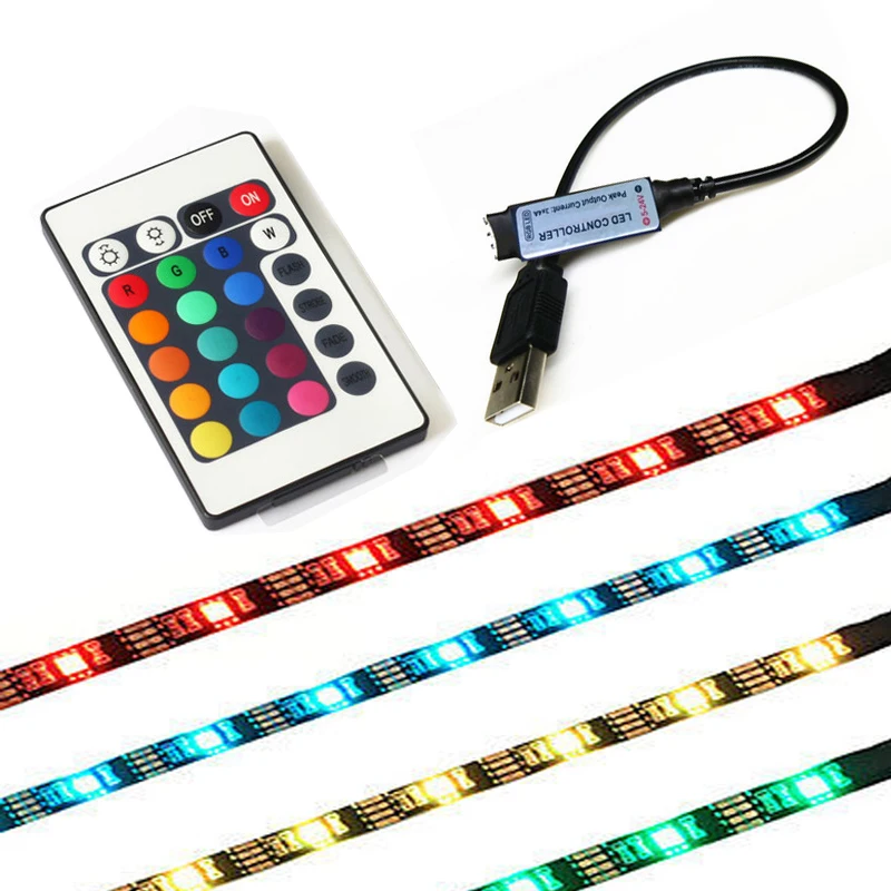 RGB 1M USB Waterproof LED Strip Light + 24keys dimmer Remote Control