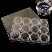 12 Empty Pots Case Bottle In Container Box For Nail Art
