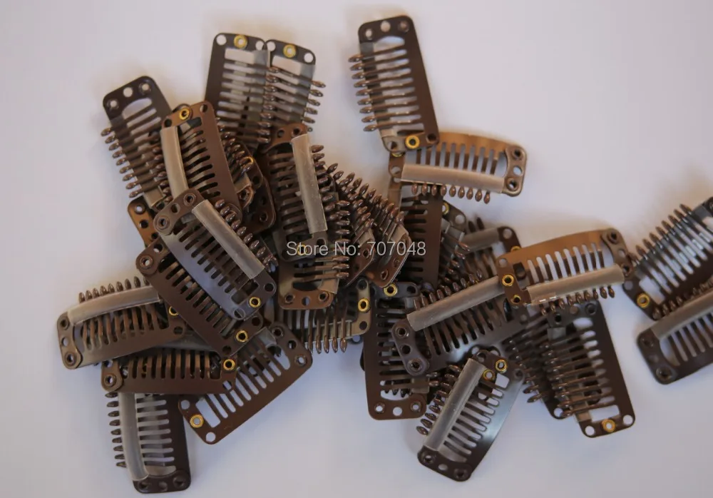 

Free shipping 20pieces/lot Brown 9-teeth Large Hair Clips Wigs Clip hair extension clips hair clips