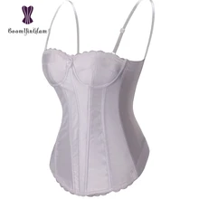 Branco Cintas de Espaguete Transparente Shapewear Corpo Corset Mulheres Lingerie Sexy Lace Up Bustier De Noiva Com Ajustável 862 #