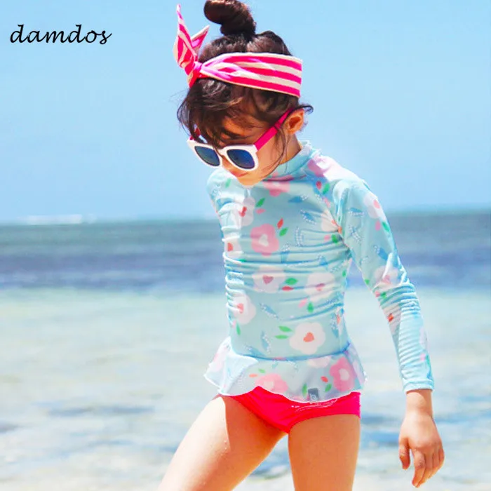 

Bikini Kids Swimsuit Swimwear Children With Sleeves Two Piece Beach Dress Boys Girls Summer Clothes Swimwear Kids Bathing Suit