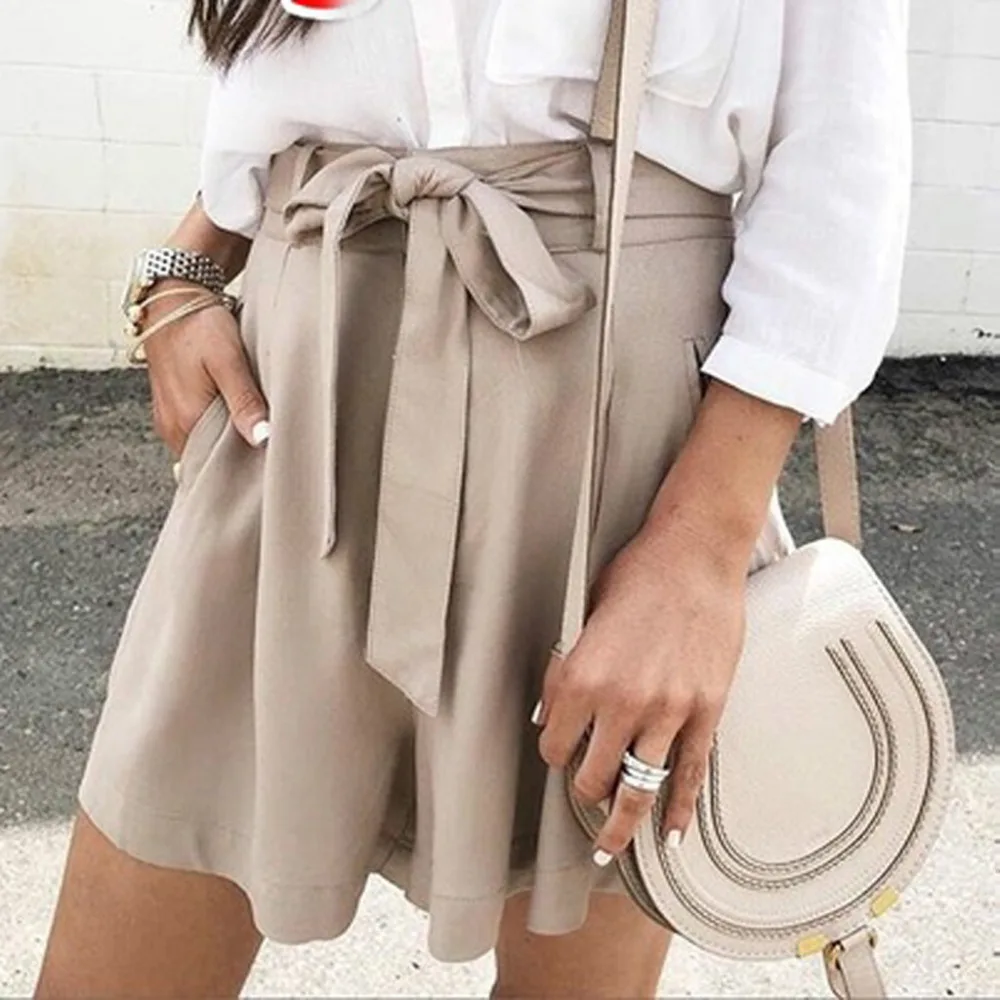 

Summer Women Fashion 2019 New Short Pants Casual High Elastic Waist Draw String Loose Short Trousers With Pocket Pantalones 4EM