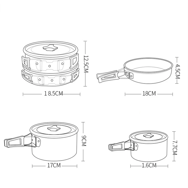 Портативный походный набор посуды VILEAD, походный набор для приготовления пищи, бушкрафт со складными горшками, столовые приборы, набор для пикника