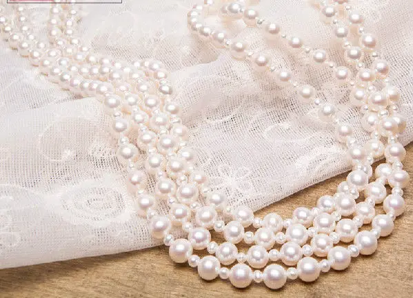 

single strand south sea 8-12mm round white pearl necklace 48inch 14KGP