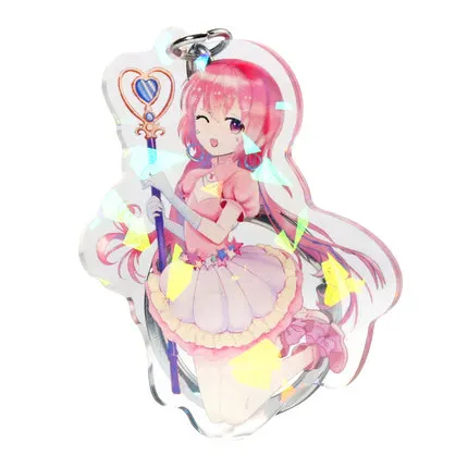 

10PCS/ One Design custom 5cm glitter keychain acrylic badge holder personalized holographic clear charm keychian