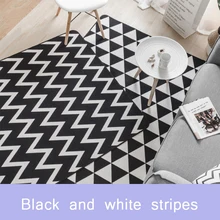Черный и белый полосатый ковер современный простой геометрический ковер нескользящий моющийся прочный коврик для украшения дома Коврик для пола