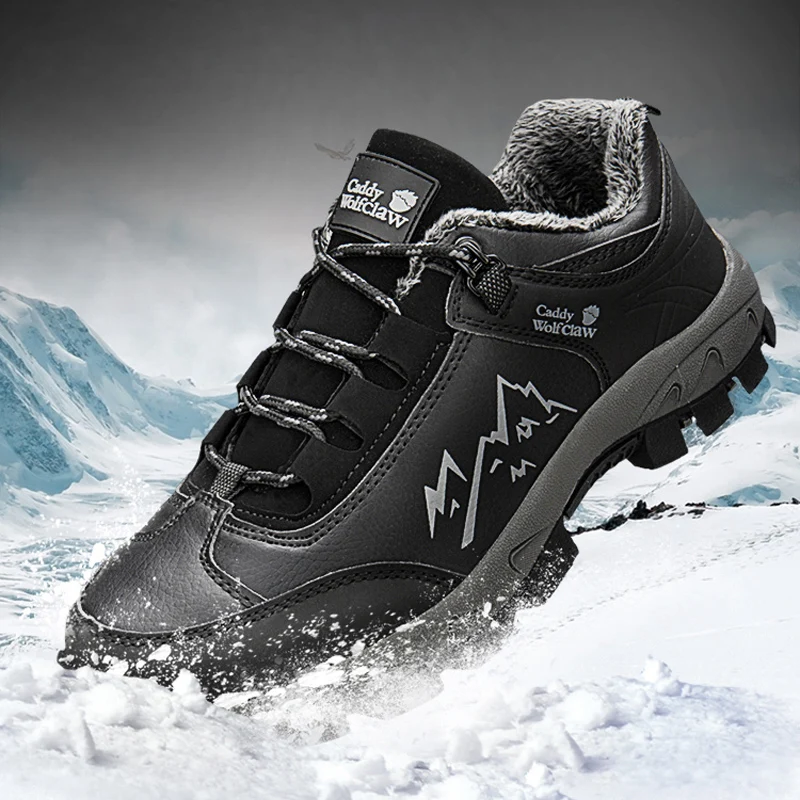 

Winter Men's Big Size Hiking Shoes With Fur Warm Hunting Climbing Mountain Sneakers For Man Safety Trekking Outdoor Sport Shoes