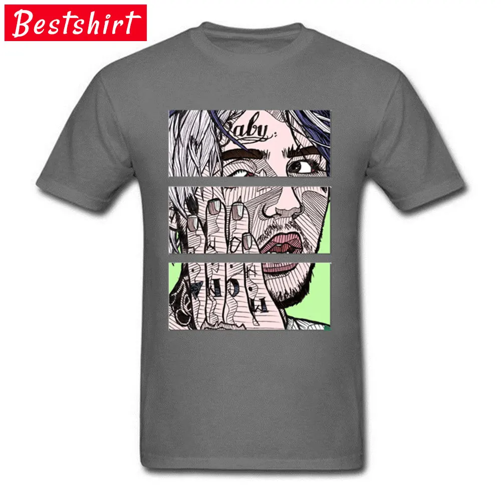 Unique Lil Peep Art T-Shirt On Sale Father Day Short Sleeve Round Collar Tees Pure Cotton Mens Printed Tops Tees Lil Peep Art carbon
