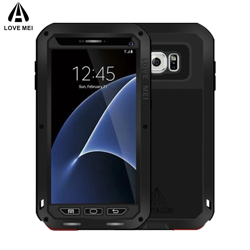 

LOVE MEI Powerful Metal Case For Samsung Galaxy S7 G9300 G930 Aluminum Armor Shockproof Life Waterproof Cover With Gorilla Glass