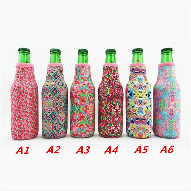 

1PC 330ML Beer Bottle Cooler Sleeve Neoprene Zipper Sleeve Stitched Insulated Beer Bottle Covers With Bottle Opener