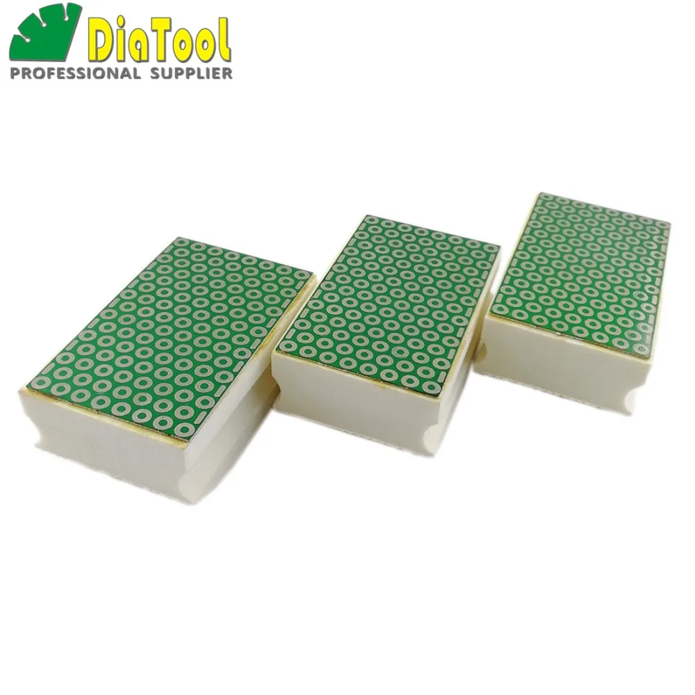 

3pcs #600 diamond hand polishing pad 90X55MM electroplated hard foam backed grinding block for marble granite tile stone