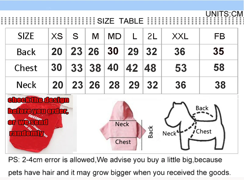 size table