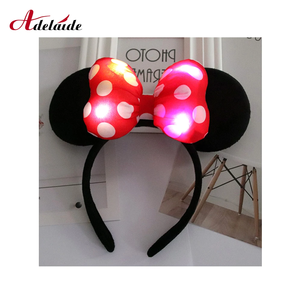 Minnie Mouse Inspired Polka Dot Big Bow Headband Light up Available in 3 Colors