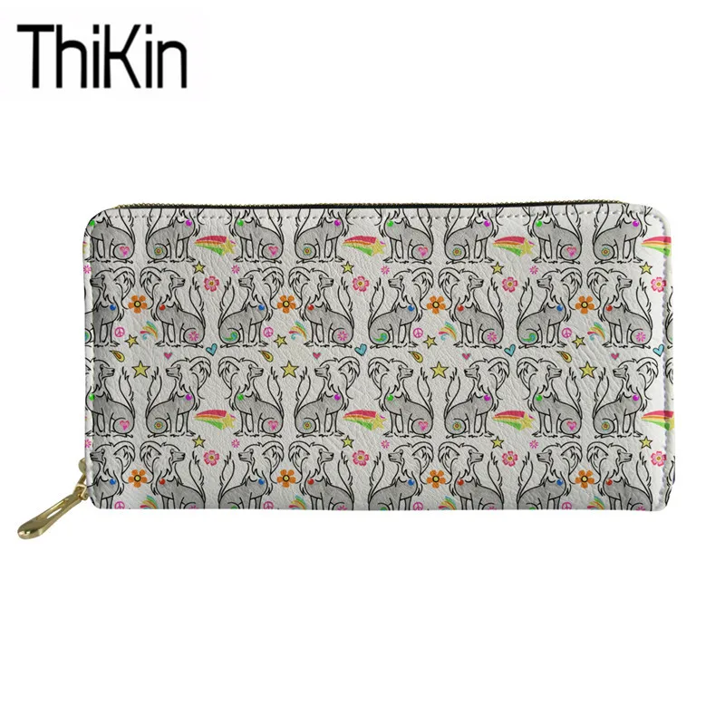 

Thikin Cute Coin Pouch Women Chinese Crested Printing Long PU Leather Purse Ladies Fashion Card Wallets for Females Money Bags