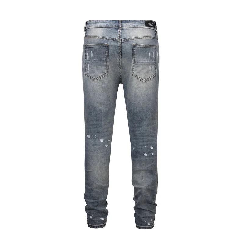 2019 черный значок Best качество для мужчин Slim Fit Узкие рваные джинсы хип хоп High Street Даймонд Вышивка джинсы для женщин мотобрюки
