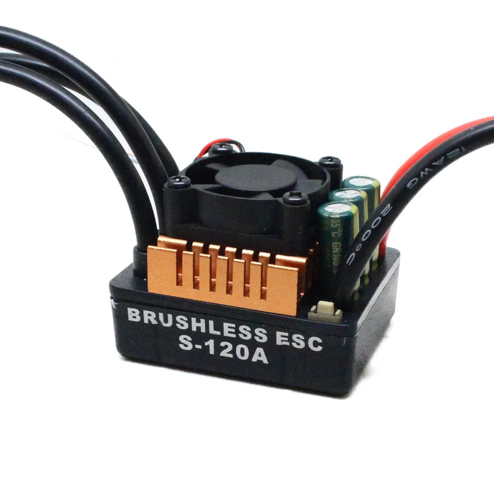 

120A ESC Brushless Waterproof Sensorless Speed Controller for 1/8 RC Car Startup Jul10