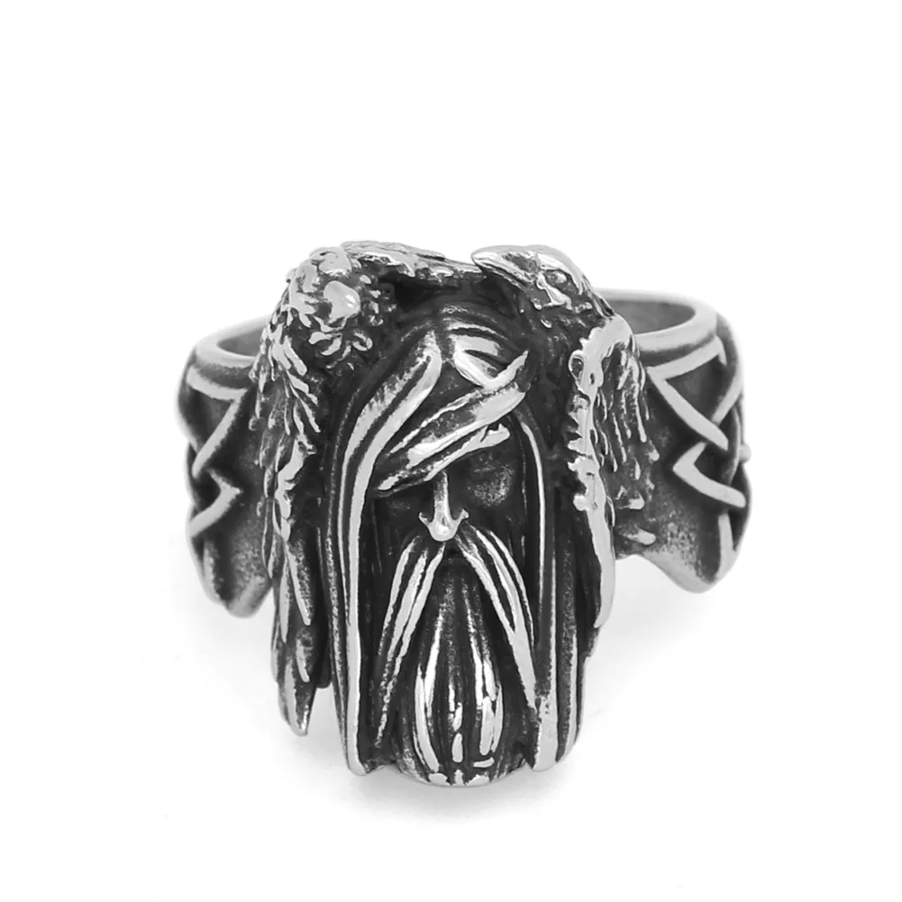 Скандинавский Викинг амулет odin Huginn и Muninn с узелком кольцо из нержавеющей стали