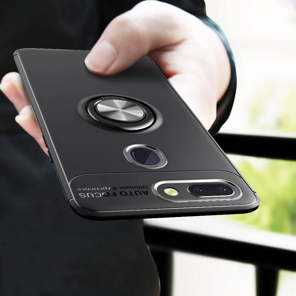 

Phone Case For xiaomi redmi note6 pro Note5A pocophone f1 case Color Finger Ring Holder Soft TPU Metal Stands 2 in 1 Cover Coque