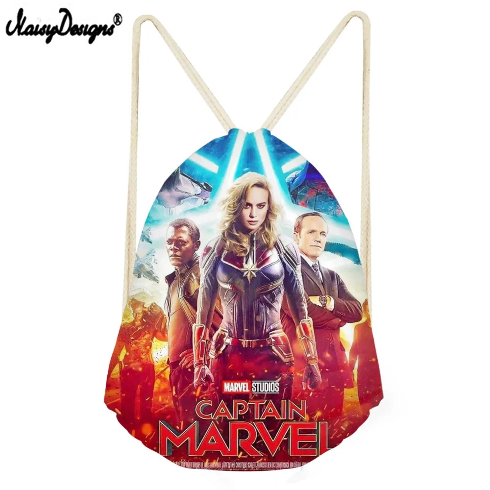 

Noisydesigns 3d Captain Marvel Printed Drawstring Bag For Women's Soft Ladies Backpack Men Travel Storage Casual Girls Rucksack