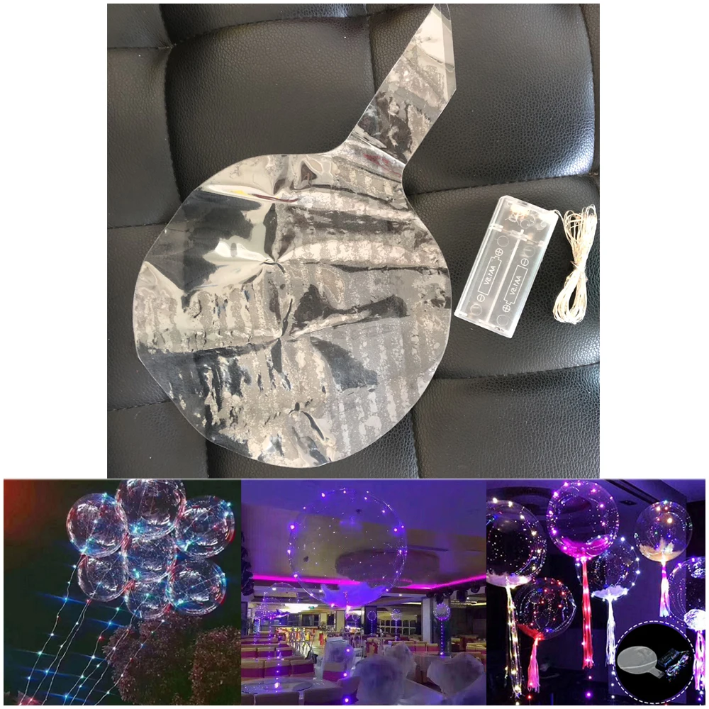 

10pcs Luminous Wave Colorful Decoration LED String Light Balloon Ball Toys With 3 Meters Lamp Line 20 Inch Transparent Toy