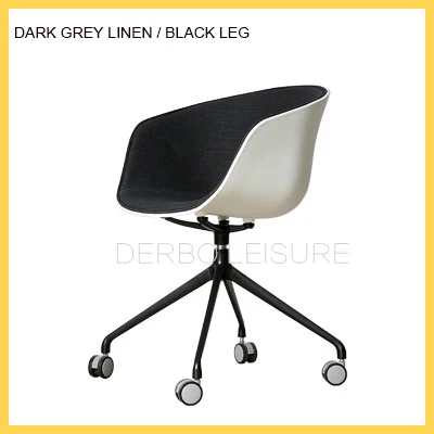 Модный современный классический дизайн популярное пластиковое металлическое поворотное офисное компьютерное мягкое сидение с колесом - Цвет: Dark Grey Linen BLK