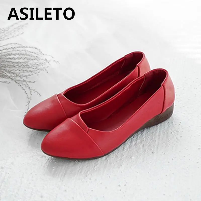 

ASILETO genuine cow leather women flats shoes soft slip on ballerina flats ballet shallow drive boat loafers casual zapato mujer