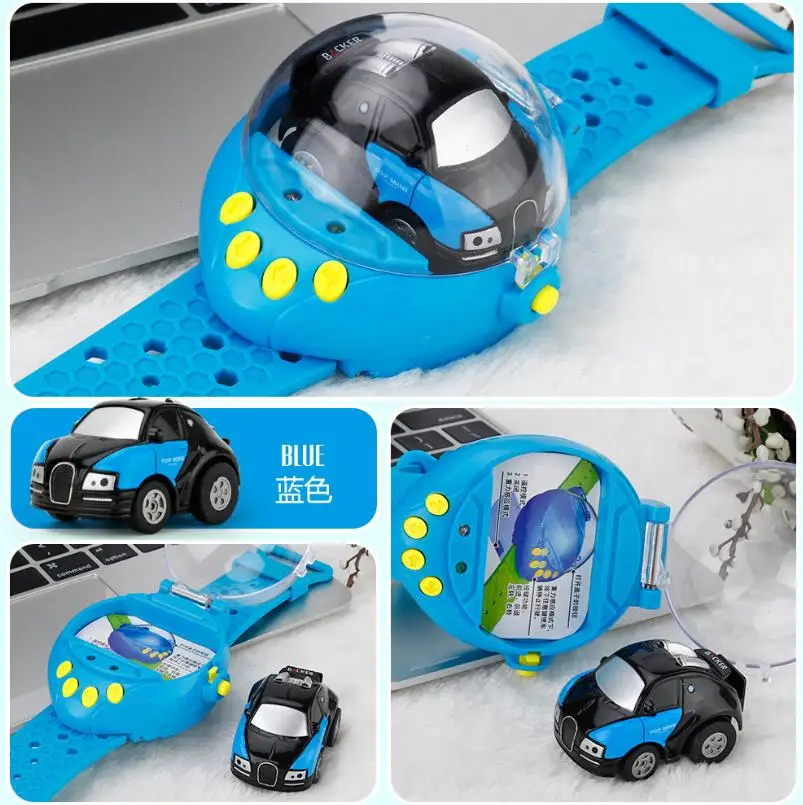 Радиоуправляемый мини-автомобиль Карманный гонщик пульт дистанционного управления милые Мультяшные детские игрушки датчик гравитации часы маленький Электрический двойной CTRL автомобиль USB перезарядка - Цвет: Black-Blue