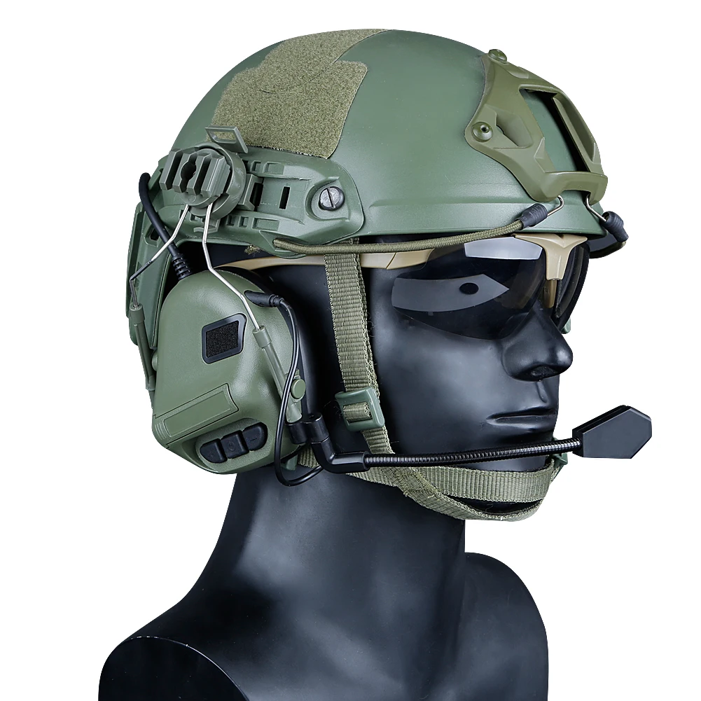 Tactical Headsets with Fast Helmet Rail Adapter