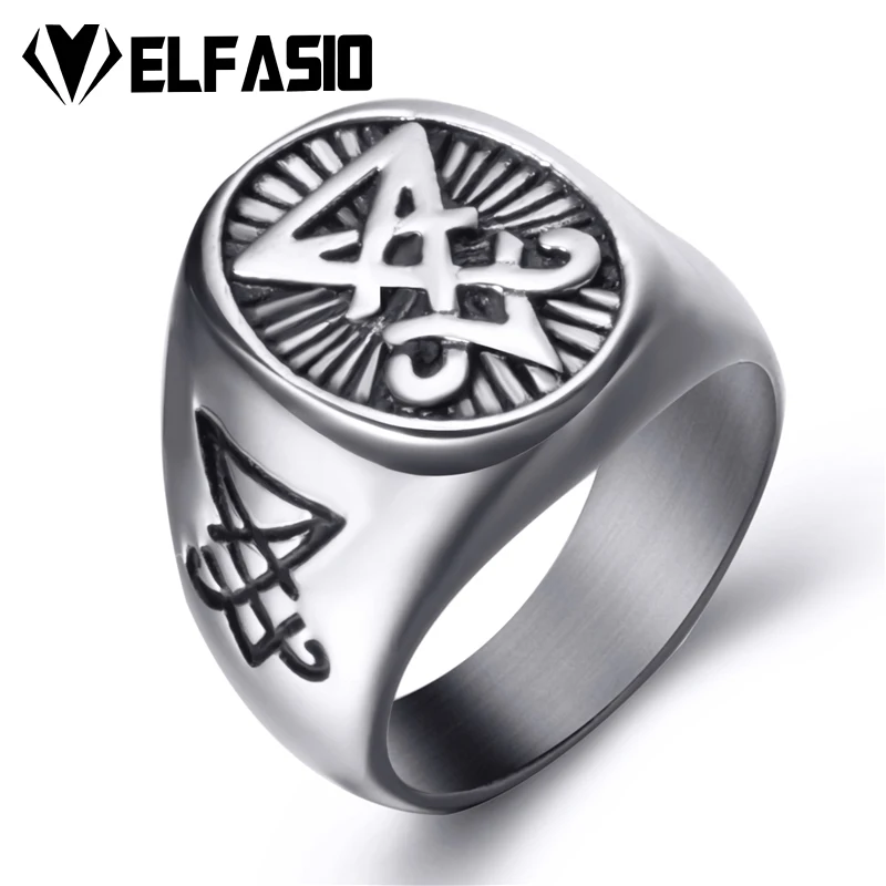 

Mens Stainless Steel Ring Sigil of Lucifer Seal of Satan Symbol Jewelry Size 8 9 10 11 12 13