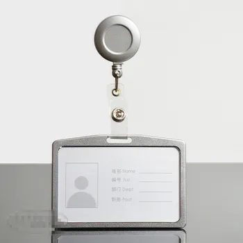 

1pcs Silver Color Aluminum Alloy Retractable Badge Reel Pull ID Card Badge Holder With Yoyo New Arrival