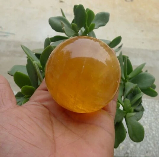 

A 507NATURAL CITRINE CALCITE QUARTZ CRYSTAL SPHERE BALL HEALING (0601)
