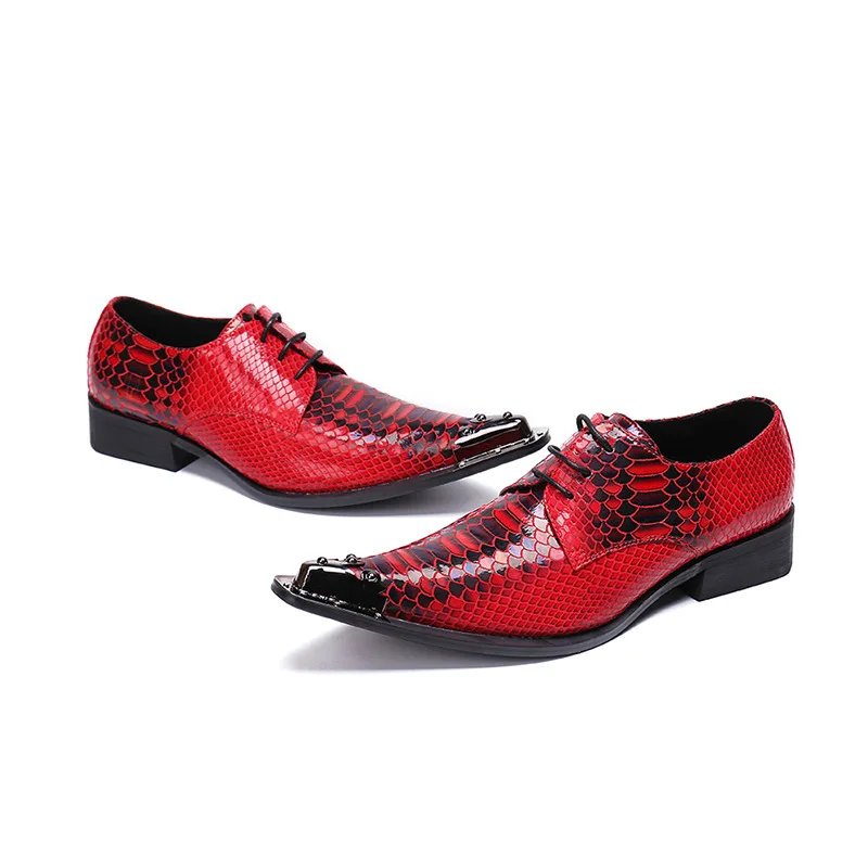 Мужские модные туфли в английском стиле с острым носком и металлическим