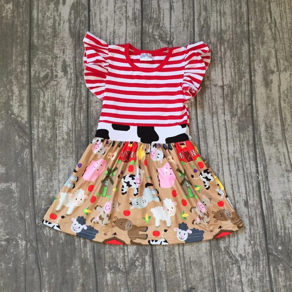 new arrival summer cotton font b baby b font girls kids boutique clothes dress sets farm
