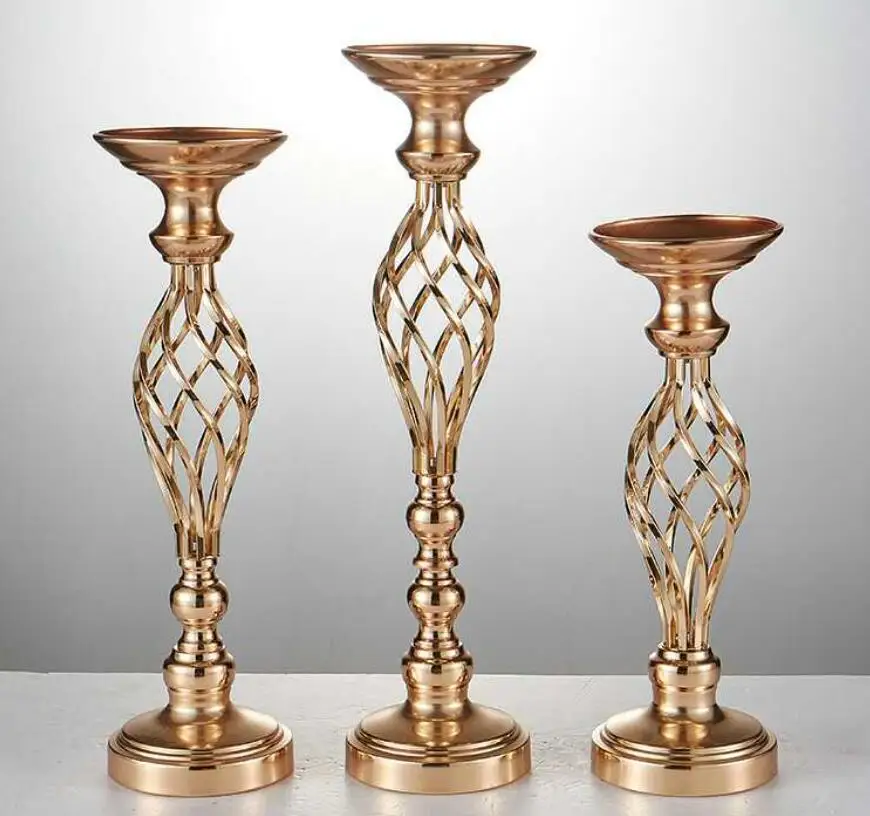 Wholesale Wedding Props 10 Pieces Metal Centerpiece Vase 3 Piece Set