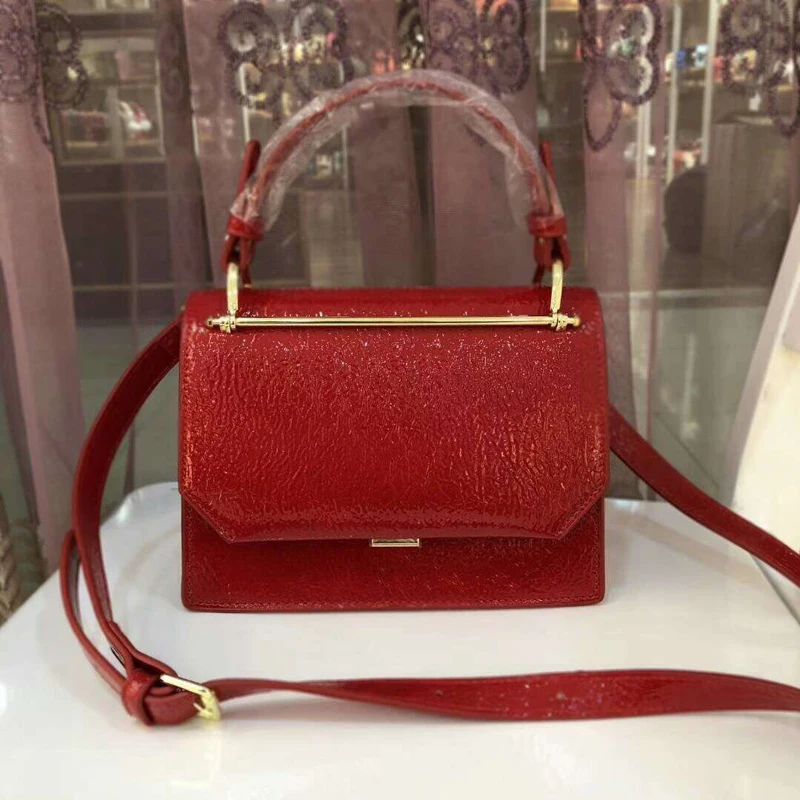 

Small party package Solid color suture handbag female New European and American fashion shoulder bag Lock Crossbody Bag