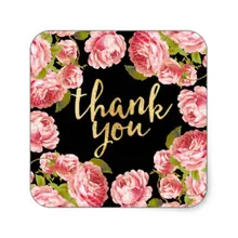 3,8 см Цветочные винтажные Розовые розы на заказ спасибо квадратная наклейка