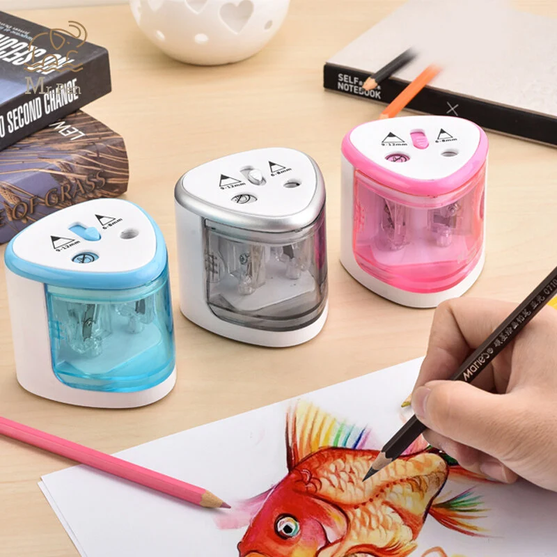 

Electric Pencil Sharpener Use Battery with Two Holes Sharpener for 6-12mm Pencils School Stationery Painting Art Supplies 3color