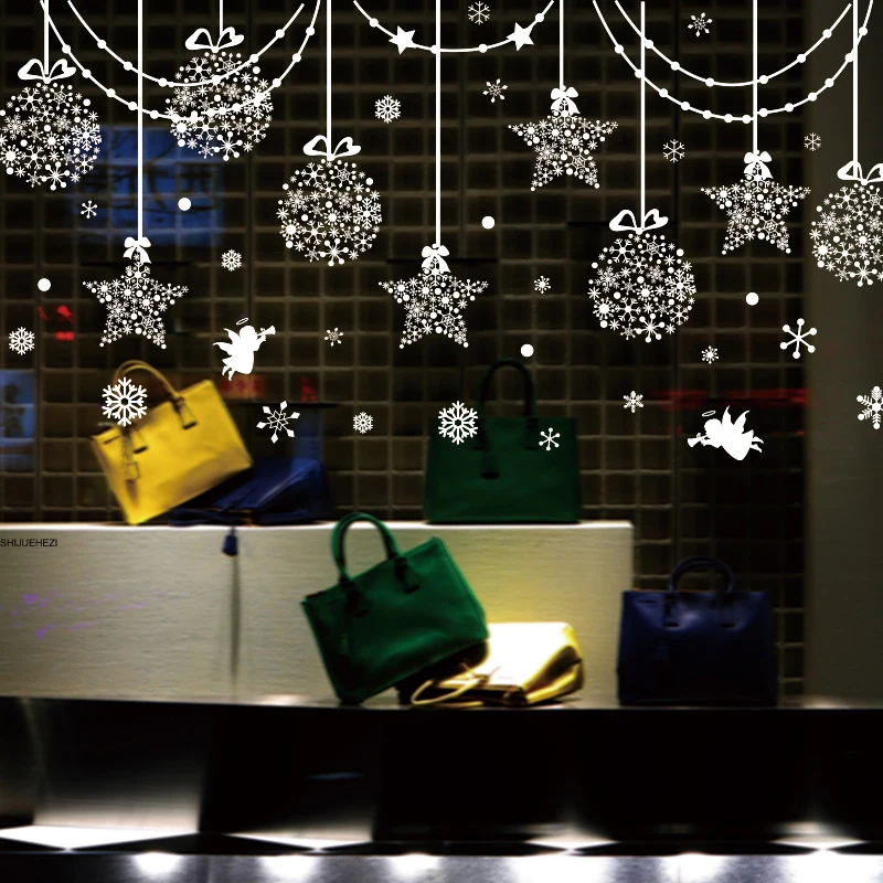 Online Get Angel Bathroom Decor Aliexpress Alibaba Group Shijuehezi Christmas Window Stickers Vinyl Diy Star Snow Angel Wall Decals For Family Mutfak Duvar Room Decoration