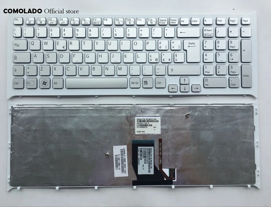 

IT Italian keyboard For SONY PCG-71613L PCG-71713L VPCCB VPCCB15FD VPCCB22FD Silver with backlit keyboard IT Layout